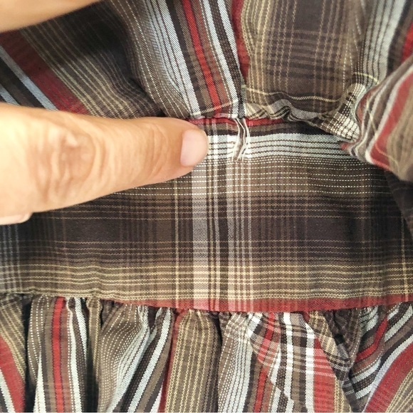 Brown Plaid Western Skirt Size 4 Cowgirl Ruffle hem lined skirt - Picture 5 of 12